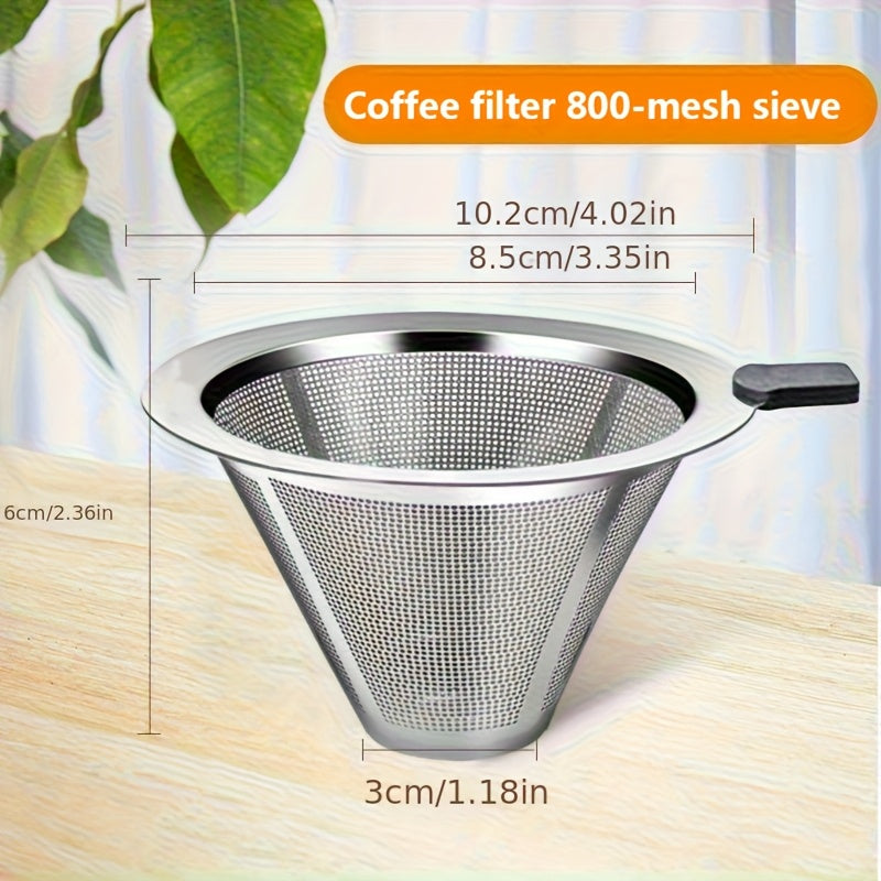 Double-Layer Coffee Filter Mesh for 1-2 Servings, Made of 304 Stainless Steel, Suitable for Hand-Pour Coffee Brewing. This Drip Coffee Pot Eliminates The Need for Paper Filters And Is Easy to Clean And Portable. Its Durable And Stylish Design Featur