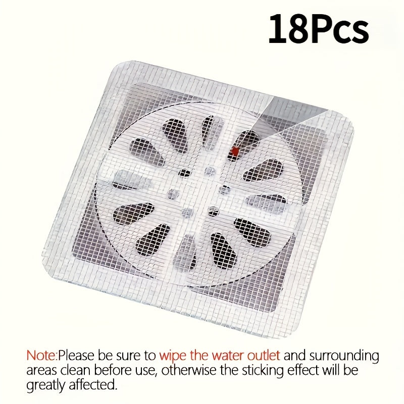 18-Pack Bathroom Hair Filter Net Toilet Drain Filter Kitchen Anti-Clogging Anti-Insect Self-Adhesive Floor Drain Sticker