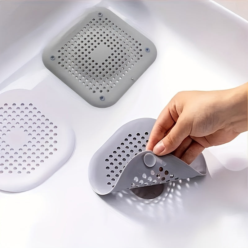 3-Pack Silicone Drain Strainer Set, Plastic Sink and Bathtub Drain Filter with Hair Catcher, Plug, and Stopper, Versatile Bathroom Accessories for Home and Garden Use