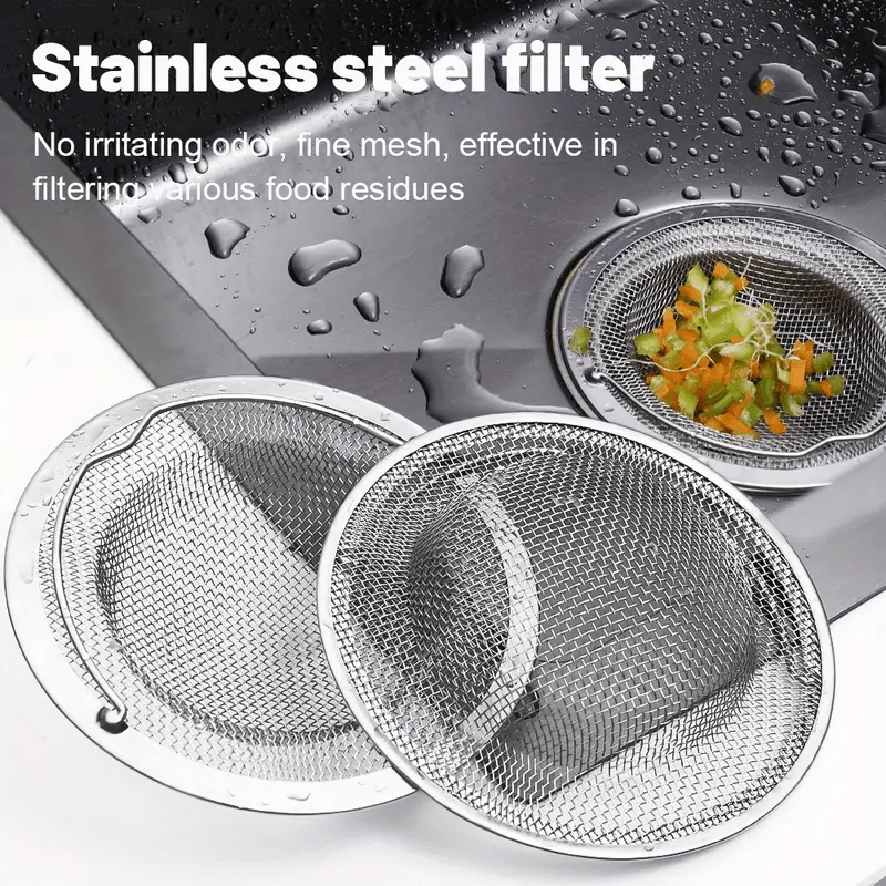 2pcs Kitchen Drain Filter Anti-Clog Sink, Stainless Steel Filter Dishwashing, Vegetable Washing Basin, Drip Tray, Anti-clogging, Durable And Rustproof for Kitchen& Bathroom